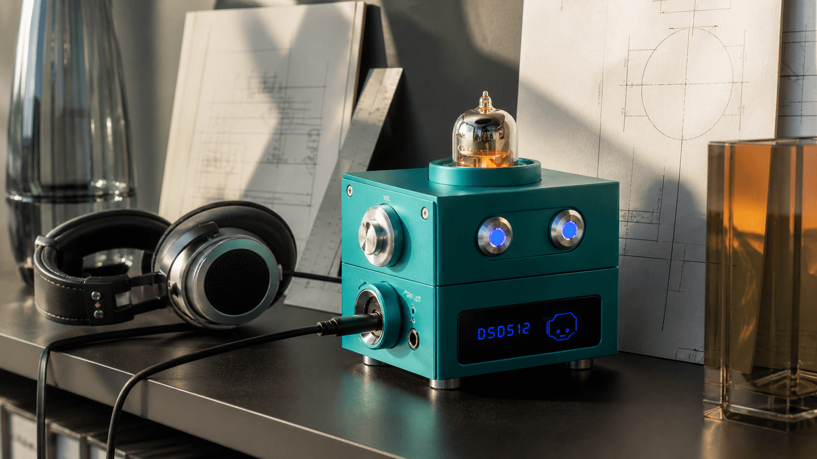 Compact desktop tube DAC and headphone amplifier