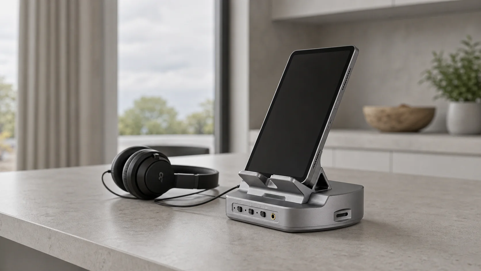 Phone and tablet digital audio dock with DAC and headphone output